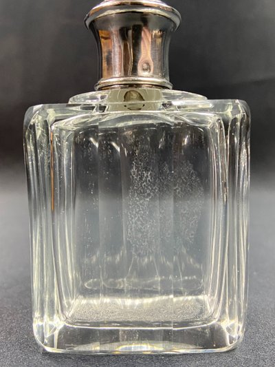 Art Deco crystal bottle with solid Minerve silver mounting