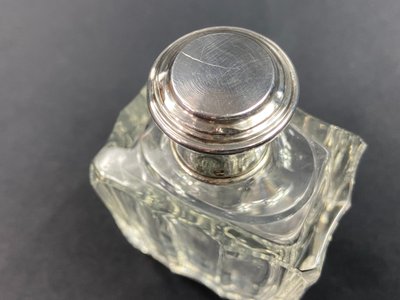 Art Deco crystal bottle with solid Minerve silver mounting