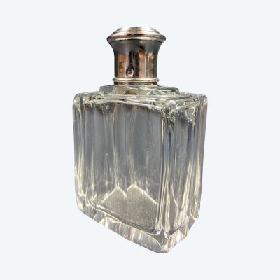 Art Deco crystal bottle with solid Minerve silver mounting