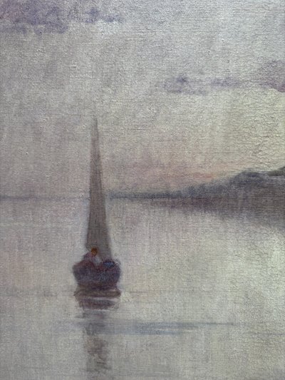 Suzanne Adam-laurens Dite Nanny (1861-1915) Marine, Coucher De Soleil, Effets De Rose Et Mauve