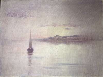 Suzanne Adam-laurens Dite Nanny (1861-1915) Marine, Coucher De Soleil, Effets De Rose Et Mauve