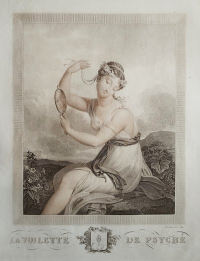 Psyche Mythological Engraving Empire Period By Bosselman 19th C  Etching Old Print