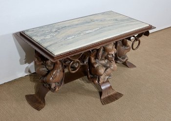  Wrought iron and marble coffee table, J.M. Rothschild – 1950