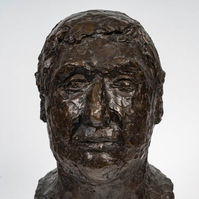 Sculpture d'une tête En Bronze  d'Un Homme Fonderie Landowsky