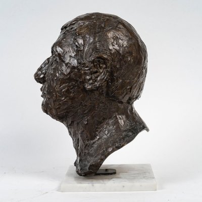 Sculpture d'une tête En Bronze  d'Un Homme Fonderie Landowsky