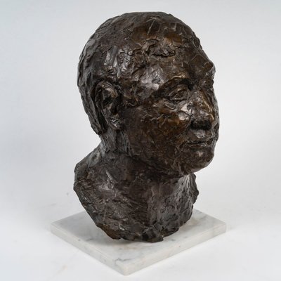 Sculpture d'une tête En Bronze  d'Un Homme Fonderie Landowsky