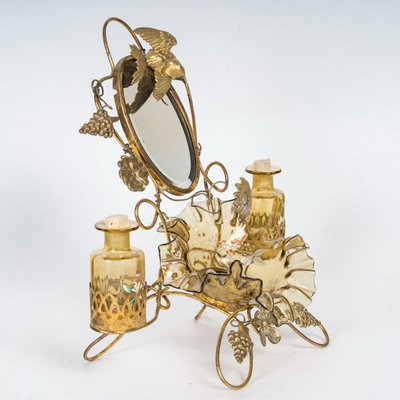 A late 19th century enamelled glass and gilt bronze dressing table