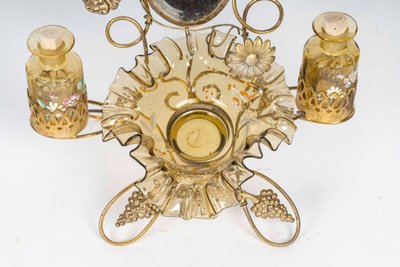 A late 19th century enamelled glass and gilt bronze dressing table