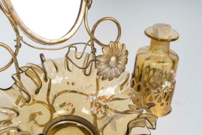 A late 19th century enamelled glass and gilt bronze dressing table