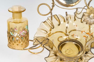 A late 19th century enamelled glass and gilt bronze dressing table