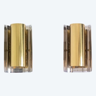 Maison Jansen. Pair of geometrical sconces. Circa 1970. LS6171798A