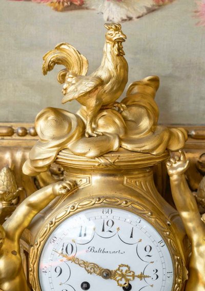 A 19th Century Gilt Bronze Rooster Clock