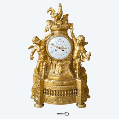 A 19th Century Gilt Bronze Rooster Clock