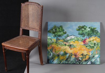 Paysage de Provence, Mistral, 81 cm, dated: 1991 and signed, Ecole Provençale Française