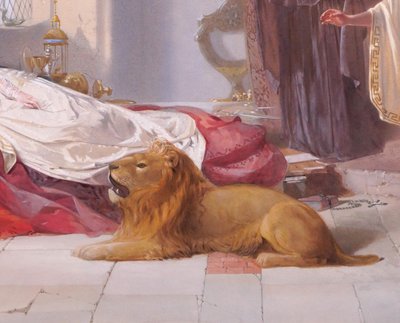 John CROWTHER 1837-c. 1902 Una and the Lion, large drawing, 1874, Great Britain England