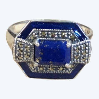 Lapis lazuli and marcasite ring