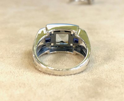 Topaz, Blue Stone and Marcassite Ring