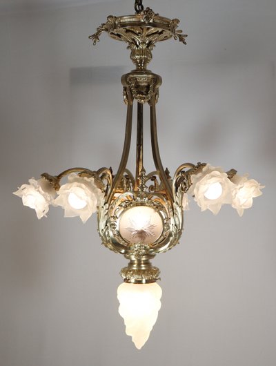 A Delafontaine gilt bronze chandelier, Napoleon III period