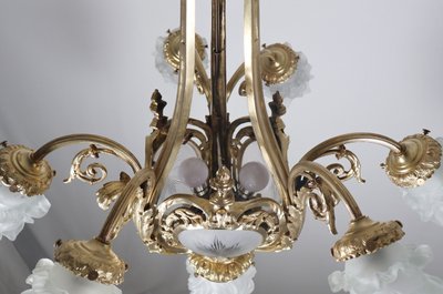 A Delafontaine gilt bronze chandelier, Napoleon III period