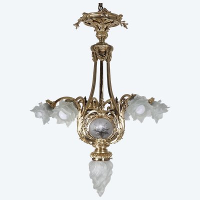 A Delafontaine gilt bronze chandelier, Napoleon III period