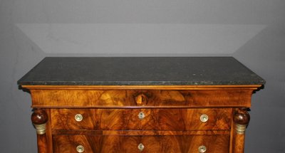 Empire period walnut chest of drawers with detached columns Early 19th century