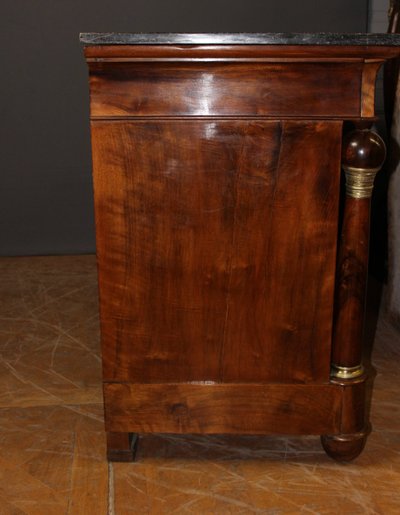 Empire period walnut chest of drawers with detached columns Early 19th century