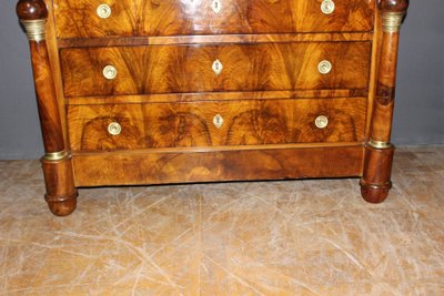 Empire period walnut chest of drawers with detached columns Early 19th century