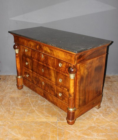 Empire period walnut chest of drawers with detached columns Early 19th century