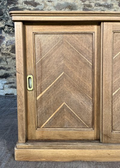 Antique oak cabinet with sliding door