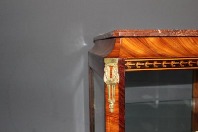 Louis XV Four-Sided Marquetry Glass Cabinet Circa 1880