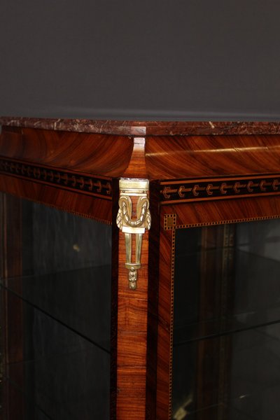 Louis XV Four-Sided Marquetry Glass Cabinet Circa 1880