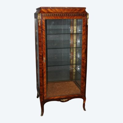 Louis XV Four-Sided Marquetry Glass Cabinet Circa 1880