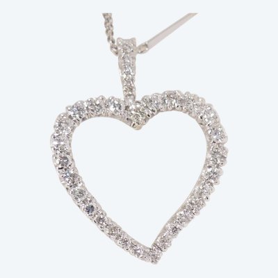 Heart necklace in white gold and diamonds