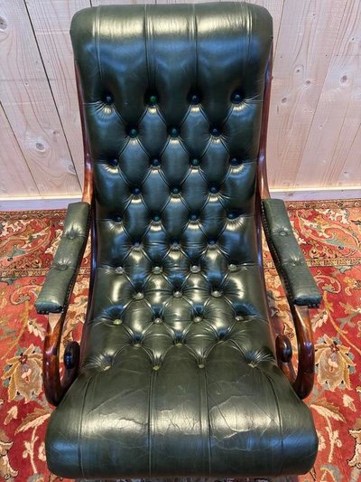 Fauteuil chesterfield cuir vert 