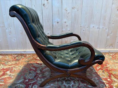 Fauteuil chesterfield cuir vert 