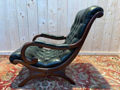 Fauteuil chesterfield cuir vert 