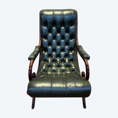 Fauteuil chesterfield cuir vert 