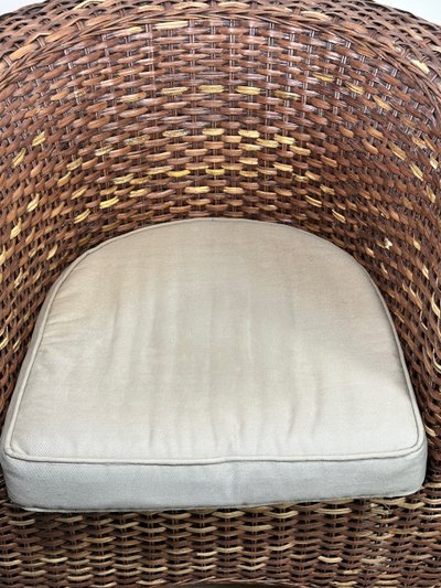 Woven rattan armchairs (pair) 2000s