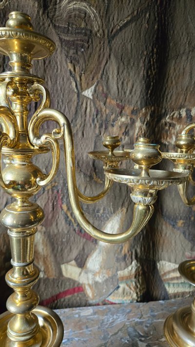 Pair of gilt bronze candelabra, 19th century