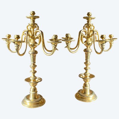 Pair of gilt bronze candelabra, 19th century