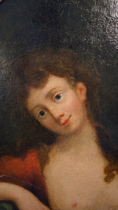 Oil on canvas, intimate portrait of a woman, 18th century