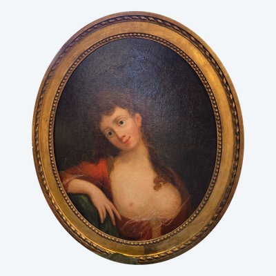 Oil on canvas, intimate portrait of a woman, 18th century