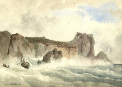 Jean-Baptiste ROMEGAS (1800-1867) Seascape, boat Early original drawing