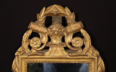 Small Louis XVI Mirror, Gilded Wood (33x61 Cm) Laurel Decoration 