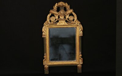 Small Louis XVI Mirror, Gilded Wood (33x61 Cm) Laurel Decoration 