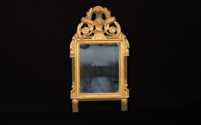 Small Louis XVI Mirror, Gilded Wood (33x61 Cm) Laurel Decoration 