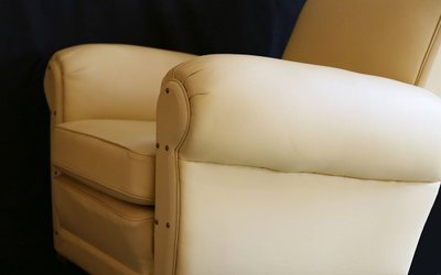 Pair of leather armchairs, 1930's