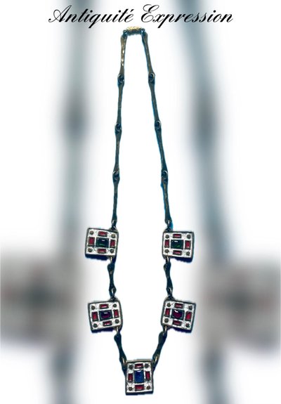 DOMINIQUE PIÉCHAUD (1922-2011). BRONZE AND ENAMEL NECKLACE: 50s-60s