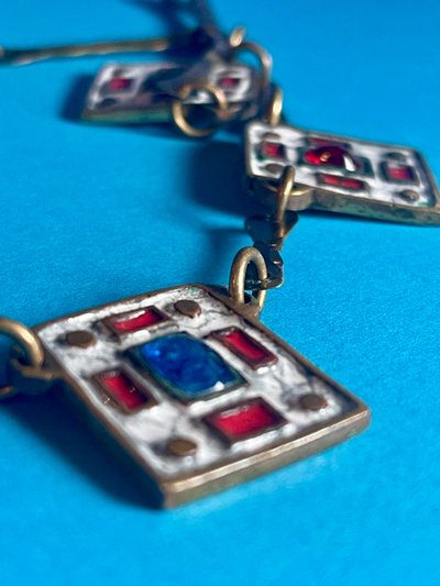 DOMINIQUE PIÉCHAUD (1922-2011). BRONZE AND ENAMEL NECKLACE: 50s-60s