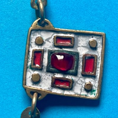 DOMINIQUE PIÉCHAUD (1922-2011). BRONZE AND ENAMEL NECKLACE: 50s-60s